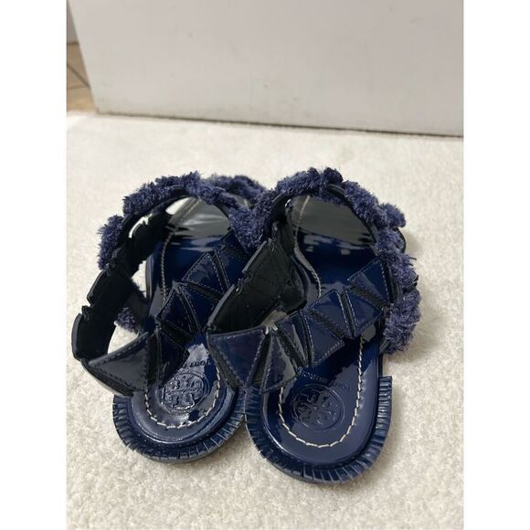 Tory Burch Freya Eyelet navy blue Sandals size 8.5 - Picture 4 of 7